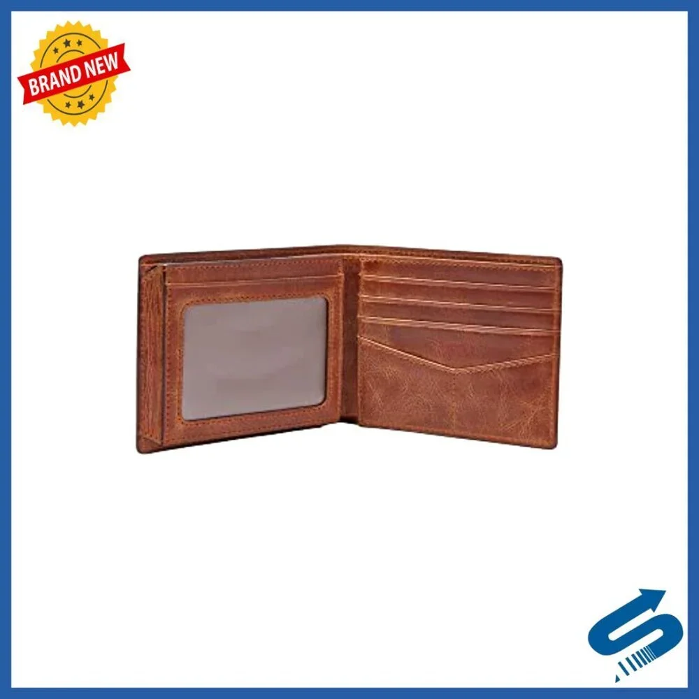 Men's RFID-Blocking Leather Bifold Wallet with ID Window